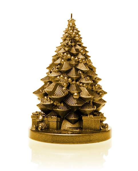 Świeca Candle Christmas Tree With Gifts Class Gold