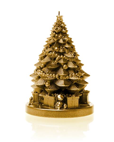 Świeca Candle Christmas Tree With Gifts Class Gold