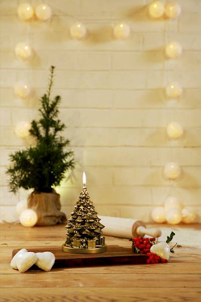 Świeca Candle Christmas Tree With Gifts Class Gold
