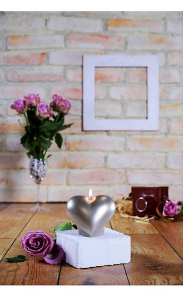 Świeca Candle Heart Smooth Silver