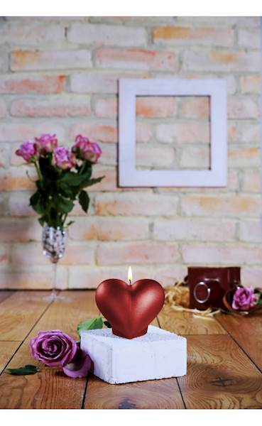 Świeca Candle Heart Smooth Red