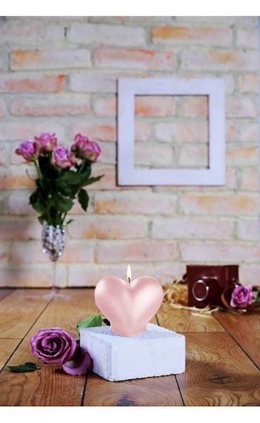 Świeca Candle Heart Smooth Light Pink