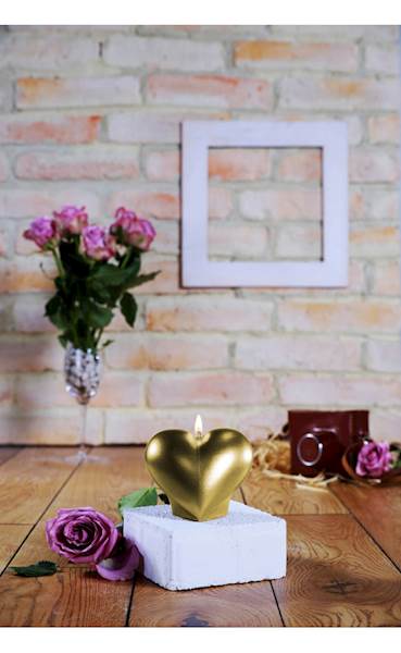 Świeca Candle Heart Smooth Classic Gold