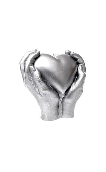 Świeca Candle Heart In Hands Silver