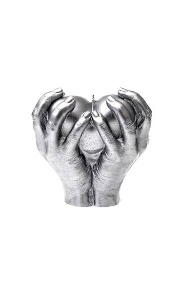 Świeca Candle Heart In Hands Silver