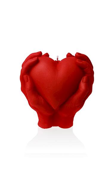 Świeca Candle Heart In Hands Red