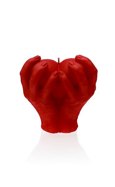 Świeca Candle Heart In Hands Red