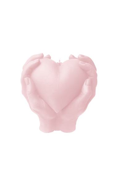 Świeca Candle Heart In Hands Light Pink