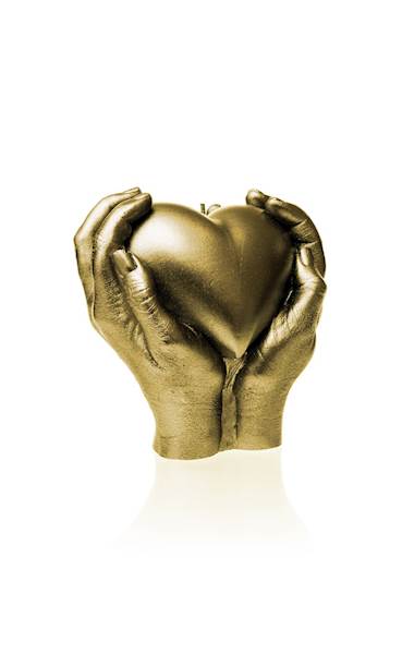 Świeca Candle Heart In Hands Classic Gold