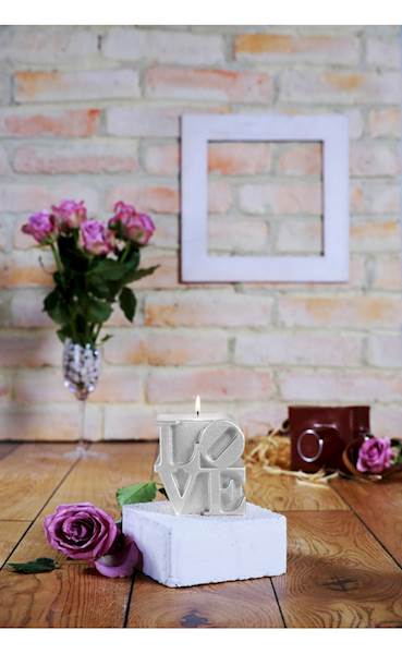 Świeca Candle Love Sign Silver