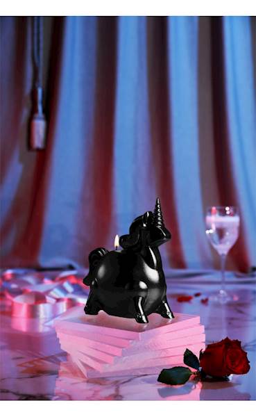 Świeca Candle Funny Unicorn Black Metallic