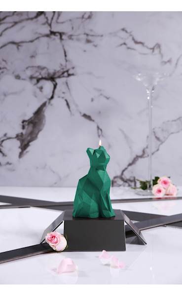 Świeca Candle Cat Low Poly Turquoise