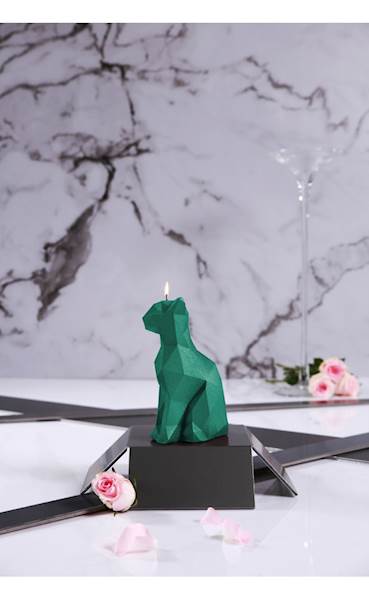 Świeca Candle Cat Low Poly Turquoise