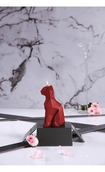 Świeca Candle Cat Low Poly Red