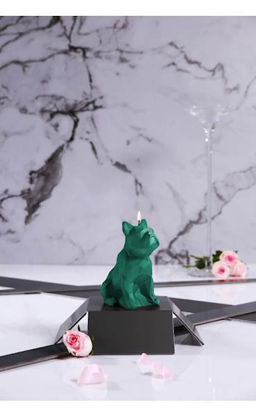 Świeca Candle Bulldog Low Poly Turquoise