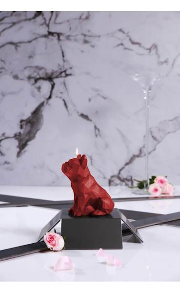 Świeca Candle Bulldog Low Poly Red