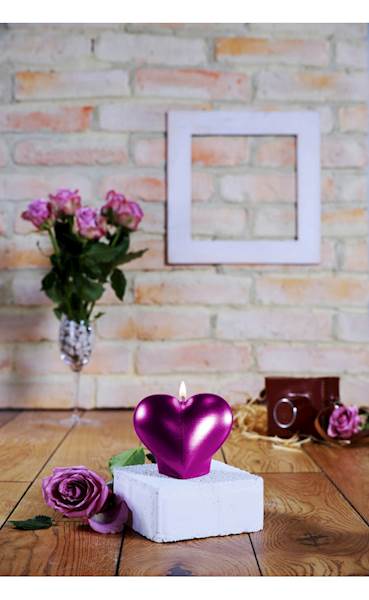 Świeca Candle Heart Smooth Pink Metallic