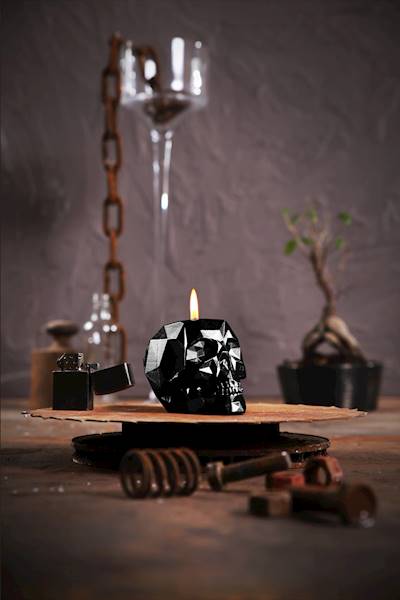 Świeca Candle Concrete Skull Black Metallic UWF