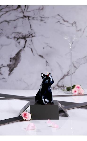 Świeca Candle Bulldog Low Poly Black Metallic