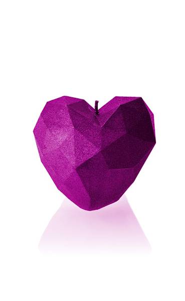 Świeca Candle Heart Low-Poly Pink Metallic