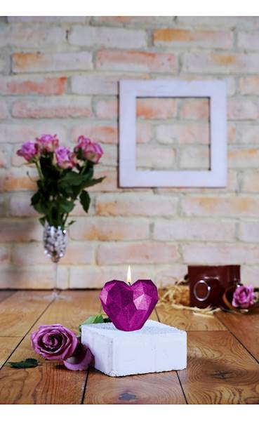 Świeca Candle Heart Low-Poly Pink Metallic