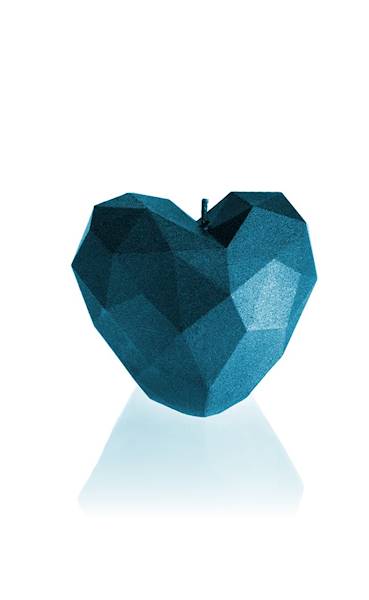 Świeca Candle Heart Low-Poly Blue Metallic