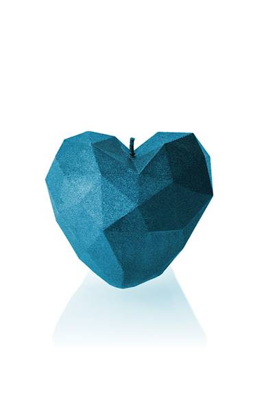 Świeca Candle Heart Low-Poly Blue Metallic