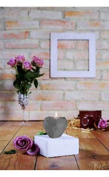 Świeca Candle Heart Low-Poly Grey Matt