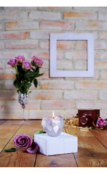 Świeca Candle Heart Low-Poly Silver