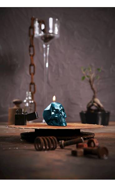 Świeca Candle Skull Small Blue Metallic