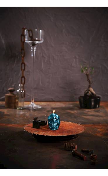 Świeca Candle Skull Small Blue Metallic