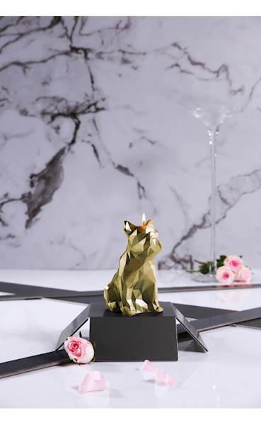 Świeca Candle Bulldog Low Poly Classic Gold