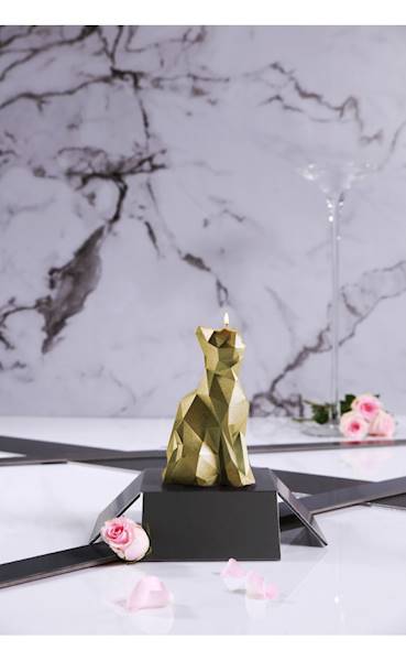 Świeca Candle Cat Low Poly Classic Gold
