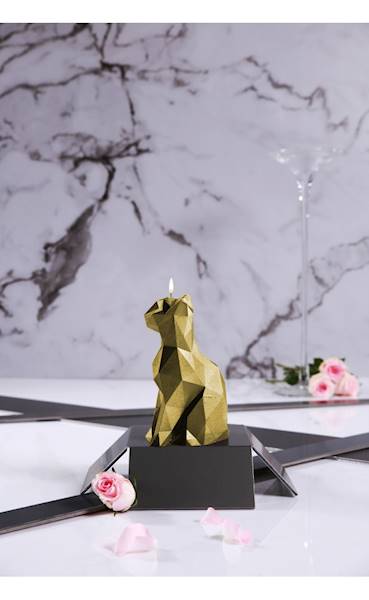 Świeca Candle Cat Low Poly Classic Gold
