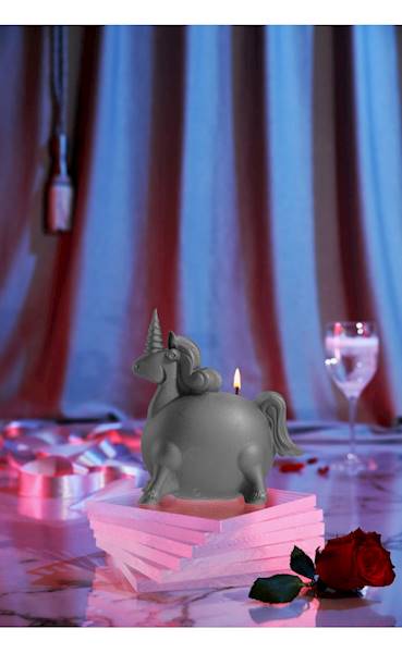 Świeca Candle Funny Unicorn Grey Matt
