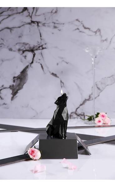 Świeca Candle Wolf Low Poly Black Metallic