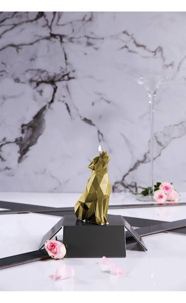 Świeca Candle Wolf Low Poly Classic Gold