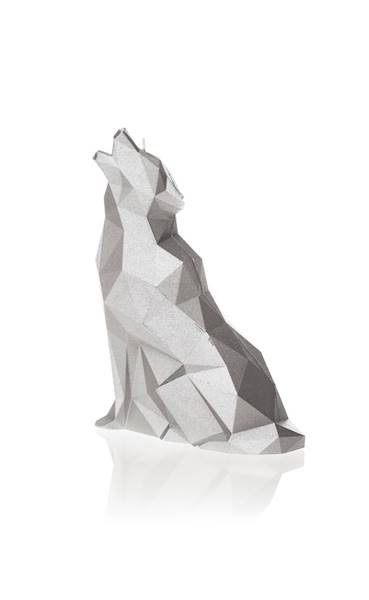 Świeca Candle Wolf Low Poly Silver