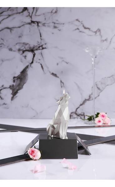 Świeca Candle Wolf Low Poly Silver