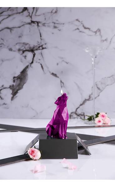 Świeca Candle Wolf Low Poly Pink Metallic