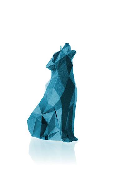 Świeca Candle Wolf Low Poly Blue Metallic