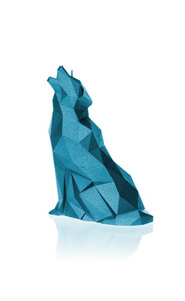 Świeca Candle Wolf Low Poly Blue Metallic