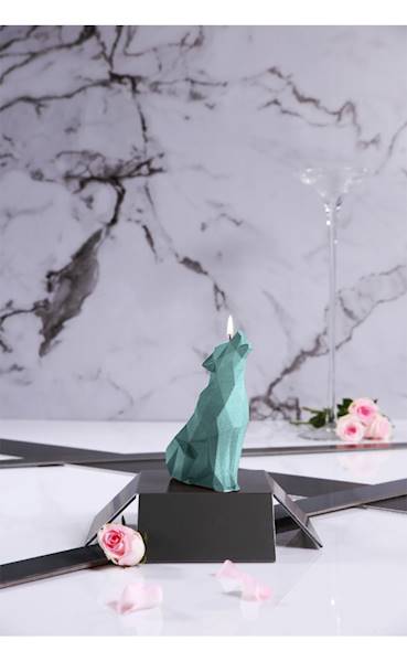 Świeca Candle Wolf Low Poly Mint