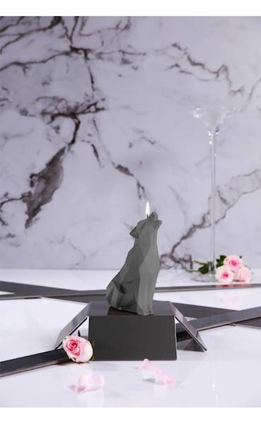 Świeca Candle Wolf Low Poly Grey Matt