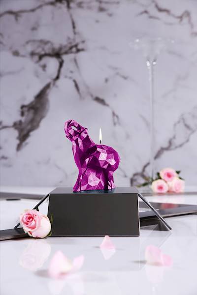Świeca Candle Elephant Small Pink Metallic
