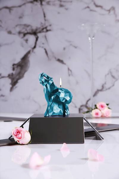 Świeca Candle Elephant Small Blue Metallic