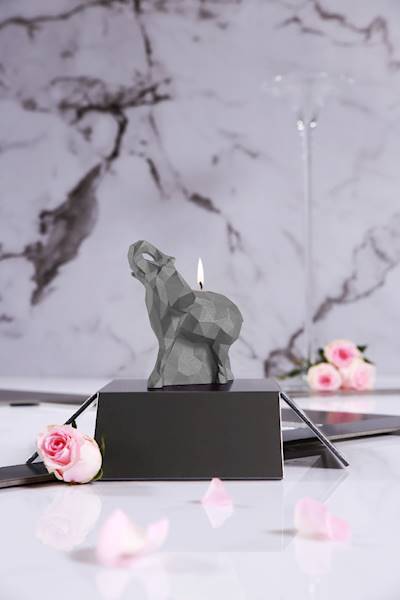 Świeca Candle Elephant Small Grey Matt