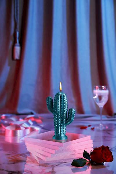 Świeca Candle Cactus Small Blue Metallic