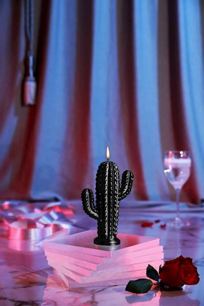 Świeca Candle Cactus Small Black Metallic