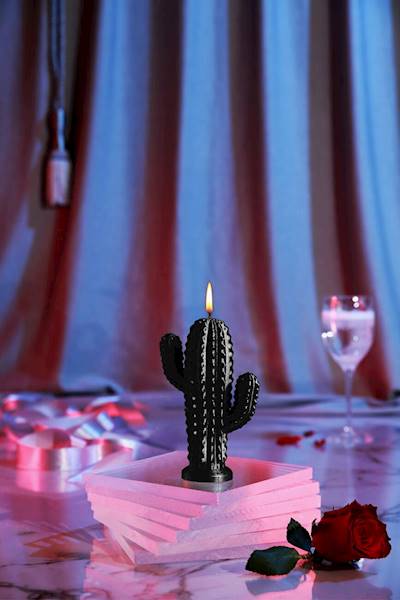 Świeca Candle Cactus Small Black Metallic